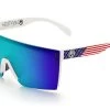 Lazer Face Sunglasses: WHITE FRAME Stars & Stripes USA Z87 -Heat Wave Visual Stars Stripes USA White Angle