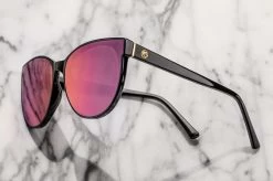 Carat Sunglasses: BLACK -Heat Wave Visual carat PINK lens